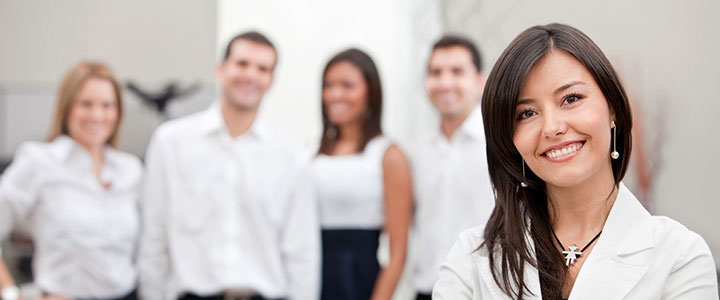 A group of people smiling