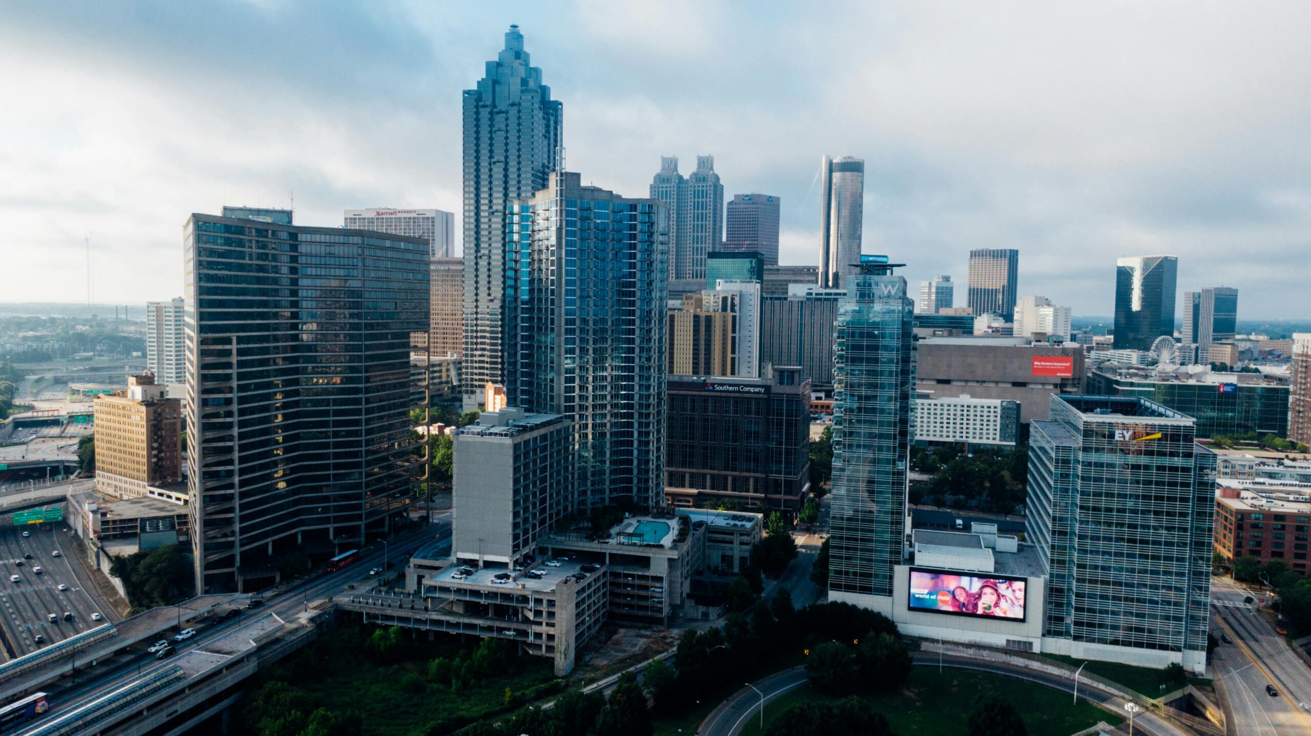 Atlanta Georgia city scape on a cloudy day