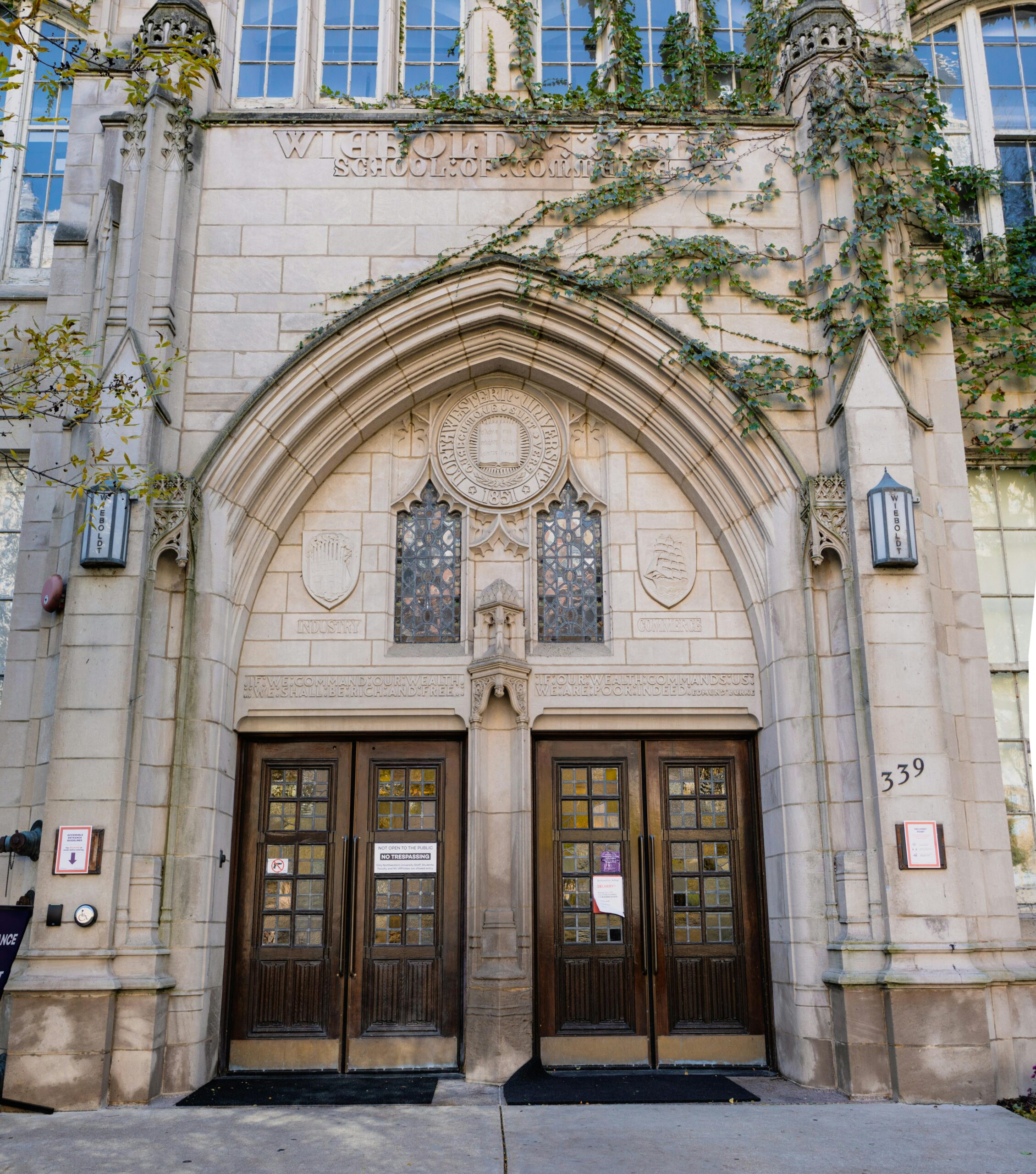Arched Entrance of a University Building